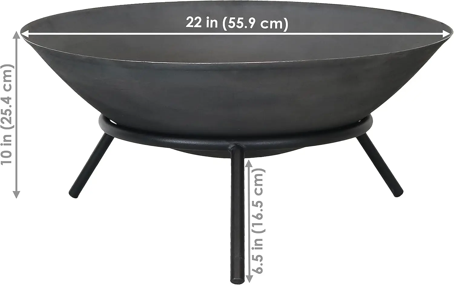 Sunnydaze 22-Inch Cast Iron Wood-Burning Fire Pit Bowl with Portable Stand - Black Steel Finish