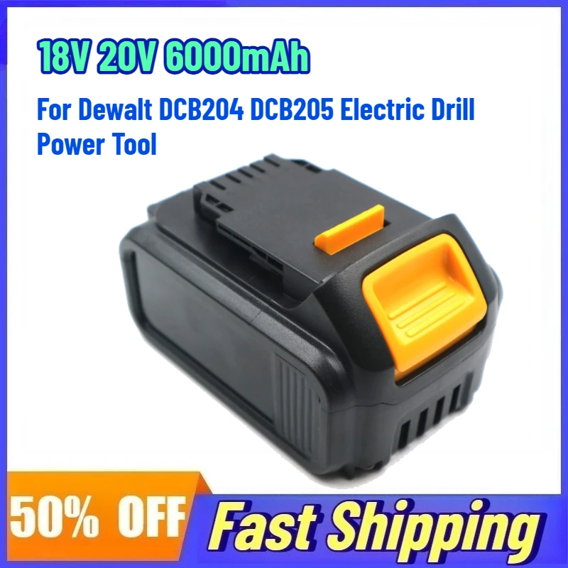 

20 В 6000 мАч аккумуляторная батарея для Dewalt DCB204 DCB205 электрическая дрель ударная дрель электроинструмент литиевая батарея