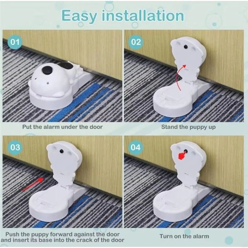 -N21R A2BD Door Stopper Alarm, Cartoon Design With 120DB Alarm And Anti-Slip Mat For Travel And Home Security
