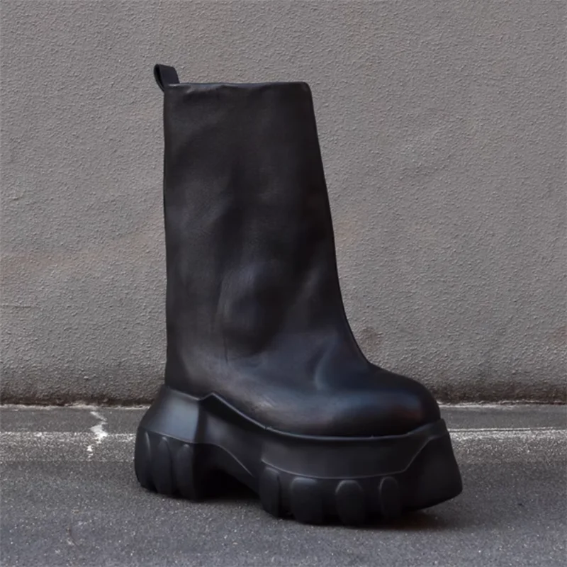 

Men Black High Top Fashionable Boot Waterproof Man Thick Bottom Designer Boots