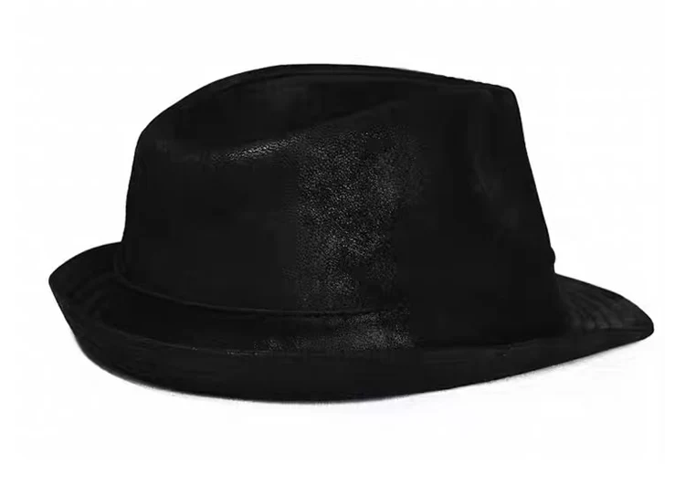New Man High Quality Genuine Leather Cowhide Formal hat Gentleman Cow Skin Short Brim Black/Brown Top Hat Male Shows Gentleman