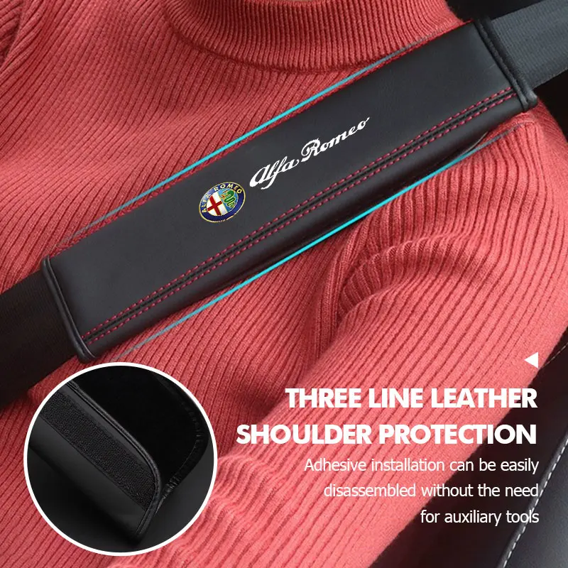 

2026 популярная автомобильная наклейка для Alfa Romeo, автомобильный ремень безопасности, наплечник, кожаный наплечник, аксессуары Giulietta 940 2010-2014 2015 201