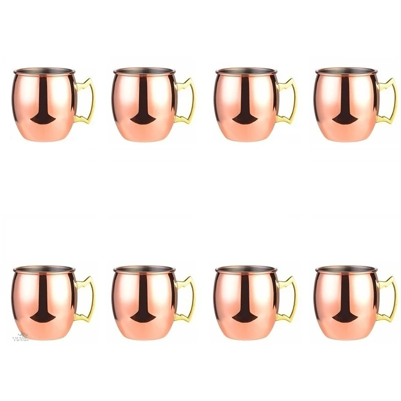 

8 Pieces 550ml Moscow Mule Copper Mugs Metal Mug Cup Stainless Steel Beer Wine Coffee Cup Cocktail Tool