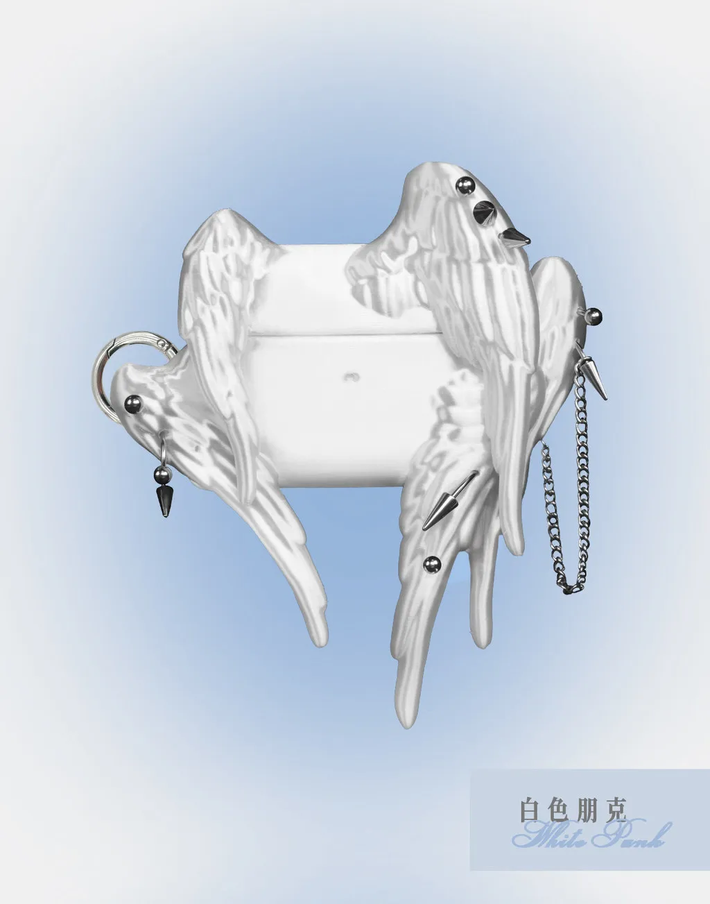 Soft Earphone case for AirPods Featuring 3D-printed Six-winged Angel wings and punk-inspired studs view 5