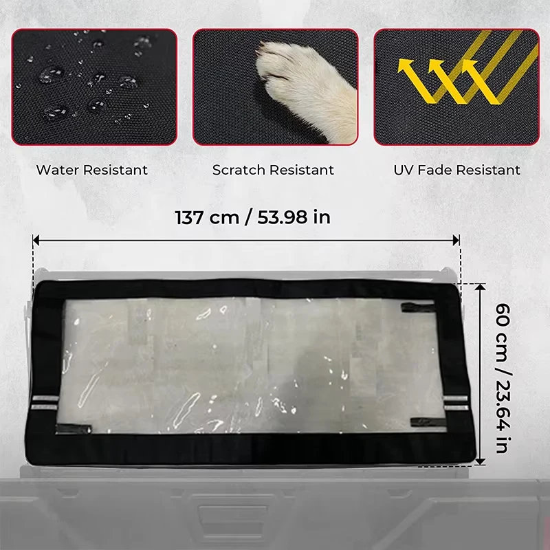 ソフトメッシュシェードネット UTVリアウィンドシールド ウィンドスクリーン クリア 600D+PVC ポラリスレンジャーXP 1000 / クルー 2017 2018 2019対応