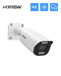 H.VIEW telecamera POE 4K con Audio bidirezionale, Server Cloud, riflettore, rilevamento del corpo umano, obiettivo da 2.8mm, IP67 resistente alle intemperie, HV-800S2