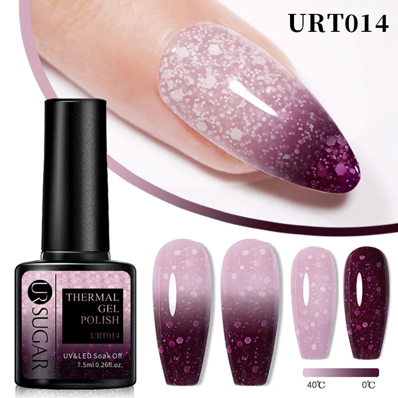 UR SUGAR 7.5ml Snowflakes Purple Thermal Gel Nail Polish Temperature Color Change Winter Series Semi-permanent Varnish Manicure