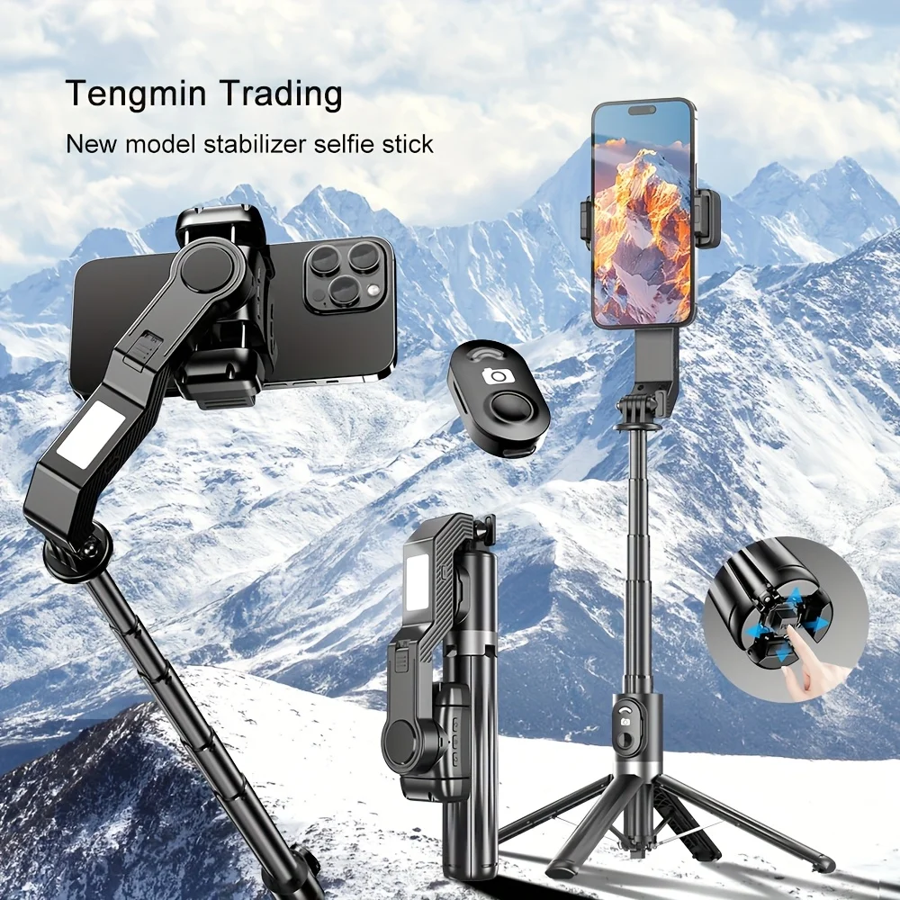 2025 New Portable Anti-Shake Stabilizer Selfie Stick One-Button Landscape and Portrait Mode Switching with Remote Control