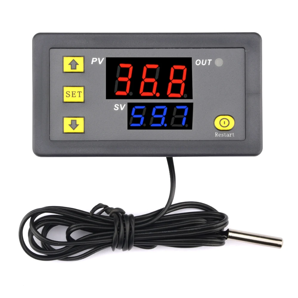 Imagem -03 - Termostato Digital Led Display com Interruptor de Aquecimento e Refrigeração Controlador de Temperatura Sensor Ntc W3230 dc 12v 20a