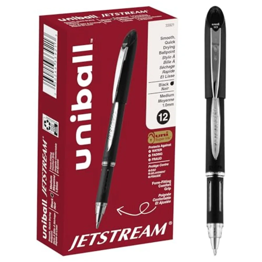 

uniball Jetstream Ballpoint Pens, Medium Point 1.0mm,Black, 12 Pack