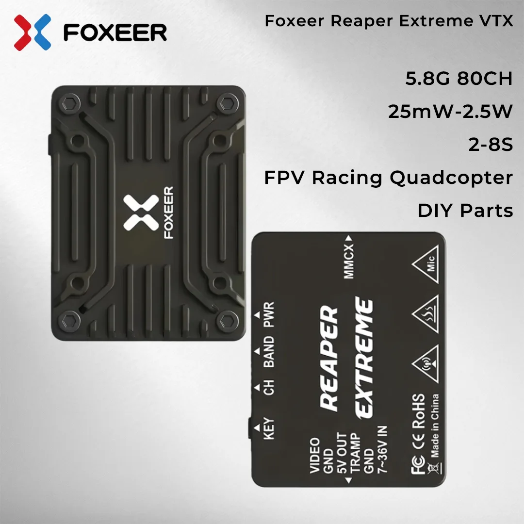 

Foxeer Reaper Extreme 2.5W 5.8G 80CH VTX 25/200/500мВт 1.5/2.5Вт регулируемый 2-8S для FPV-дронов, квадрокоптеров, запчасти для DIY