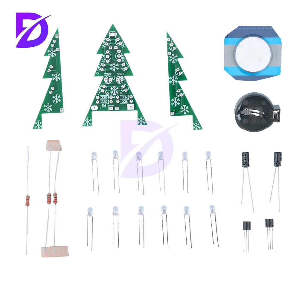 Mini Led Flashing Christmas Tree Diy Electronic Kit Easy Electronic Welding Practice Piece Assembly