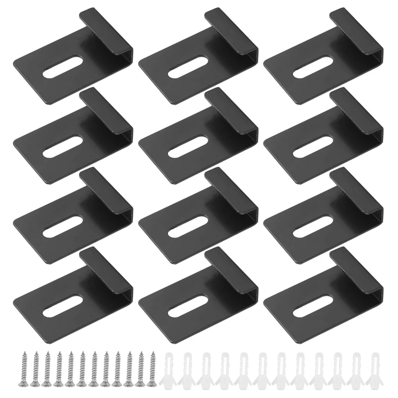 12 Pcs   Wide Channel Mirror Clips Mirror Hanger Heavy Mirror Brackets Hanging Holders Kit For Frameless Mirror