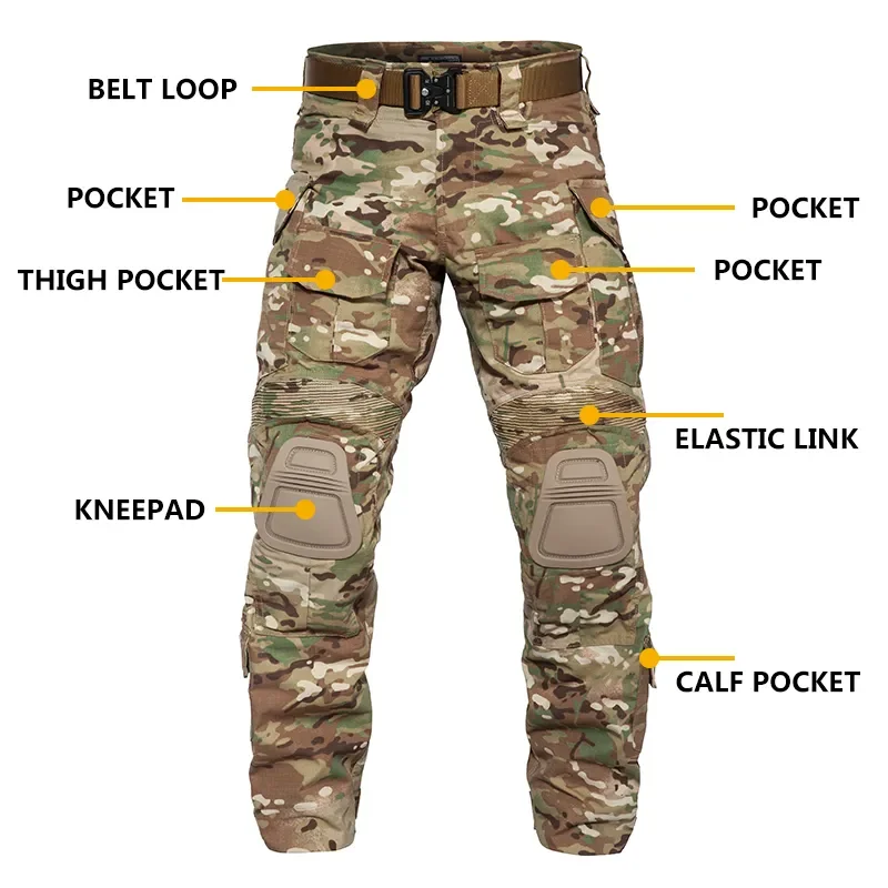 Outdoor Airsoft Paintball Clothing Upgraded Elastic Pants Uniform Tactical Combat Camo Shirts+Cargo Pants +Pad