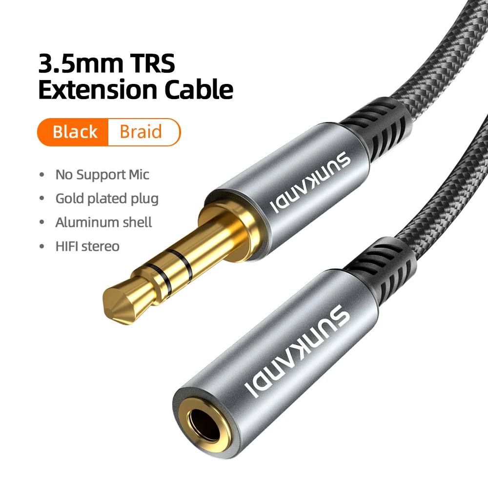 SUNKANDI Hoofdtelefoonverlengkabel, 3,5 mm TRRS Hoofdtelefoonverlengkabel voor Smartphones, PCS, TV's, Hoofdtelefoons, Auto's, Luidsprekers