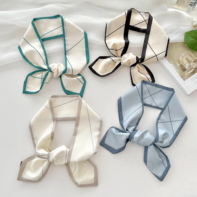Luxary Korean Twill Decorative Ribbon Small Scarf for Women Hair Band Small Scarf Binding Bag Handle Ribbon Headband Lady Tie