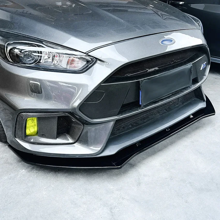 For Ford Focus RS MK3 2015-2018 Auto Car Front Bumper Splitter Lip Spoiler Diffuser Guard Body Kit Cover Tuning ABS Black Carbon