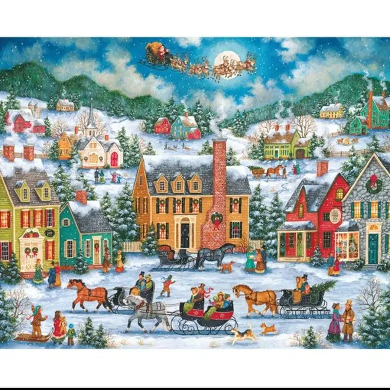 Christmas village painting by numbers kit