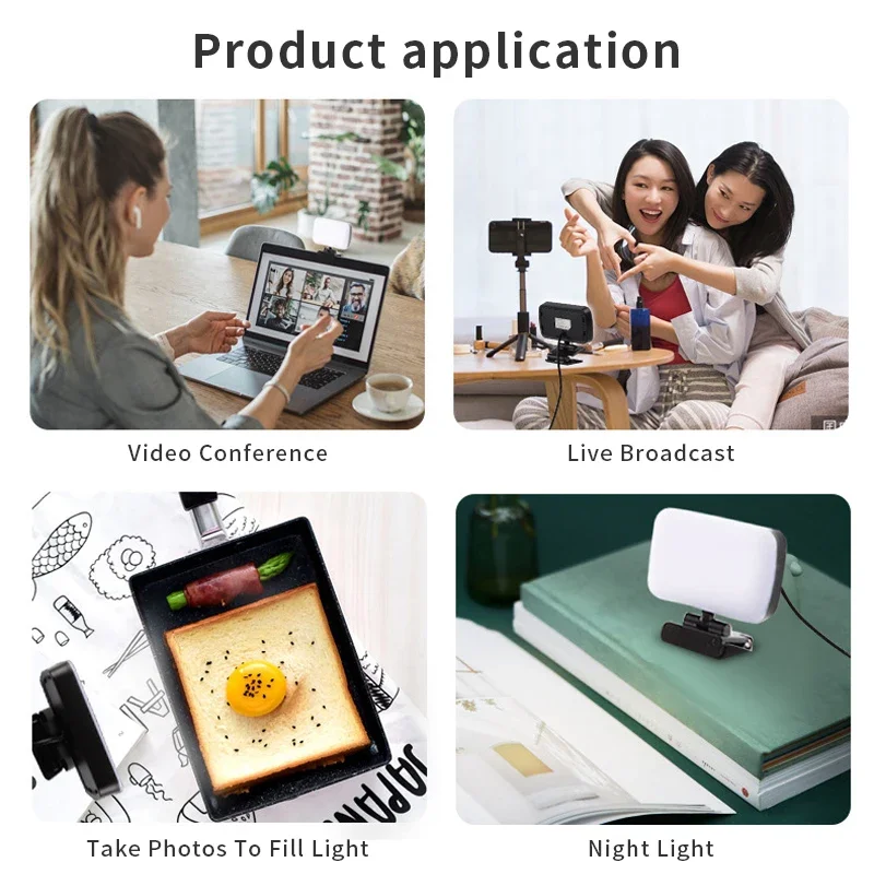 Video Conference Selfie Ring Lamp Light For iPad Laptop PC Webcam Studio LED Dimmable Lighting With Clip For Youtube Live Stream