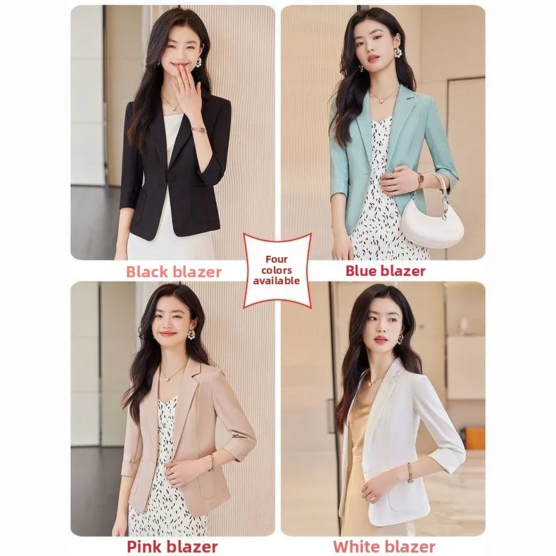 بدلة نسائية من الكتان Jaet 2025 جديدة رفيعة Seven-Sve معطف غير رسمي عالي الجودة بأزرار تفاصيل الإنتاج الصيني