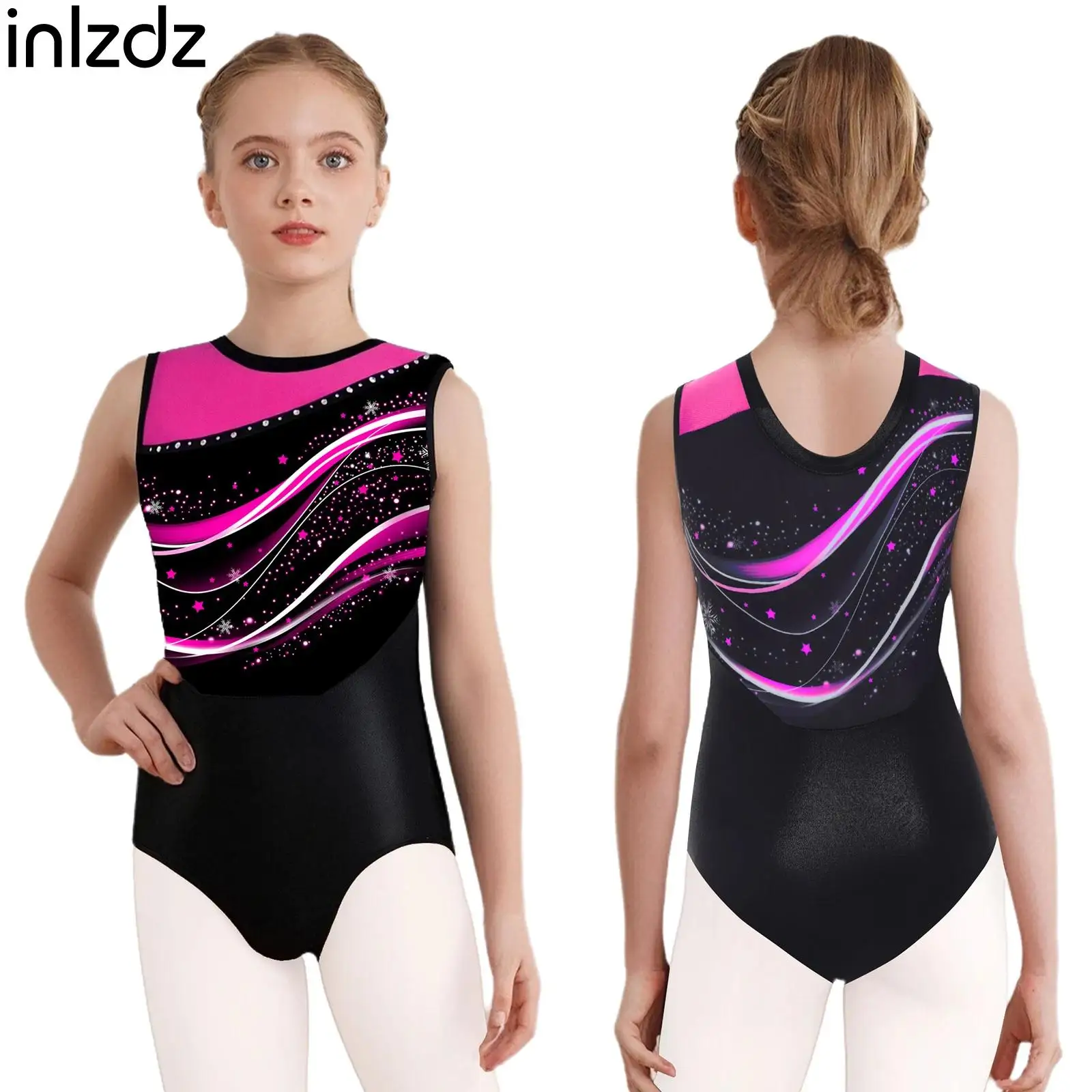 

Girls Gymnastics Ballet Dance Leotards Swimsuits for Performance Sleeveless Bodysuits Figure Skating Acrobatics Party Costumes