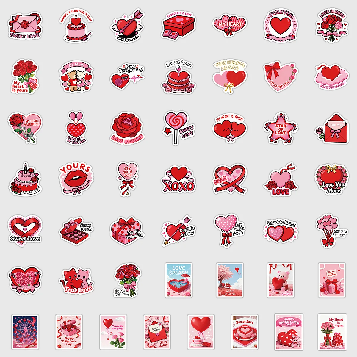 10/30/50 قطعة الأحمر INS نمط عيد الحب الكتابة على الجدران ملصق DIY بها بنفسك الديكور قضية الهاتف المحمول دفتر كوب ماء لعبة هدية ملصق #4