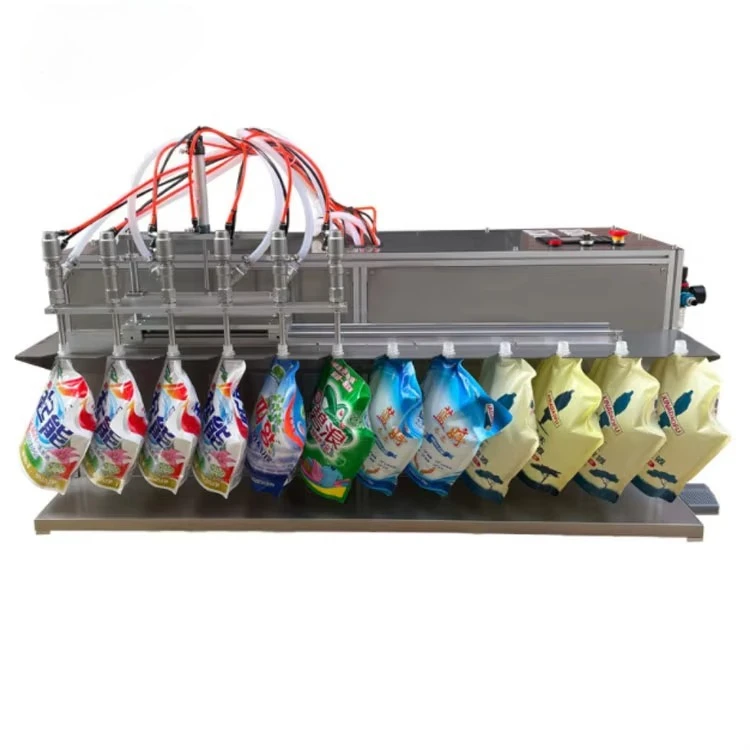 Máquina llenadora de bolsas con boquilla semiautomática líquida, máquinas llenadoras y taponadoras de bolsas de pie Manual con precio barato