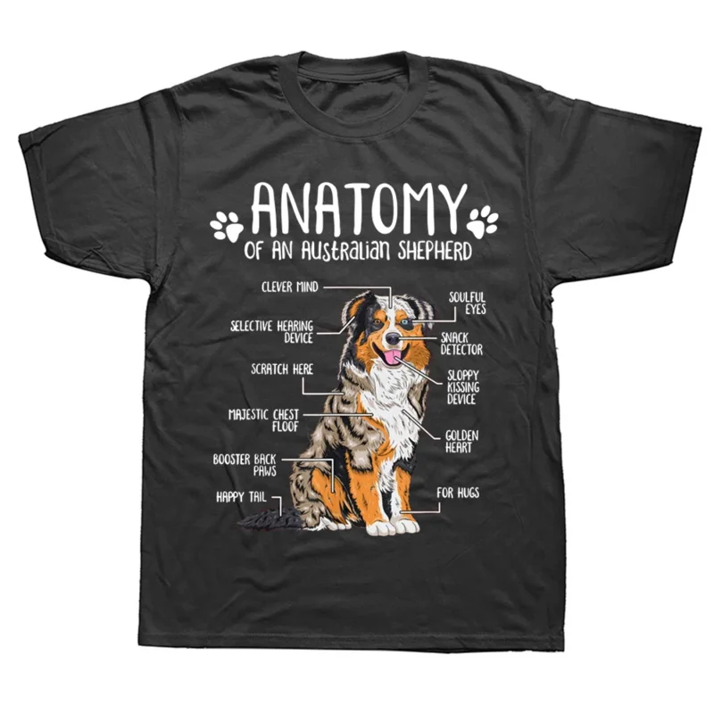 

Anatomy Australian Shepherd Dog Lover Aussie T Shirts Cotton Streetwear Short Sleeve Birthday Gifts Summer Style T-shirt Men