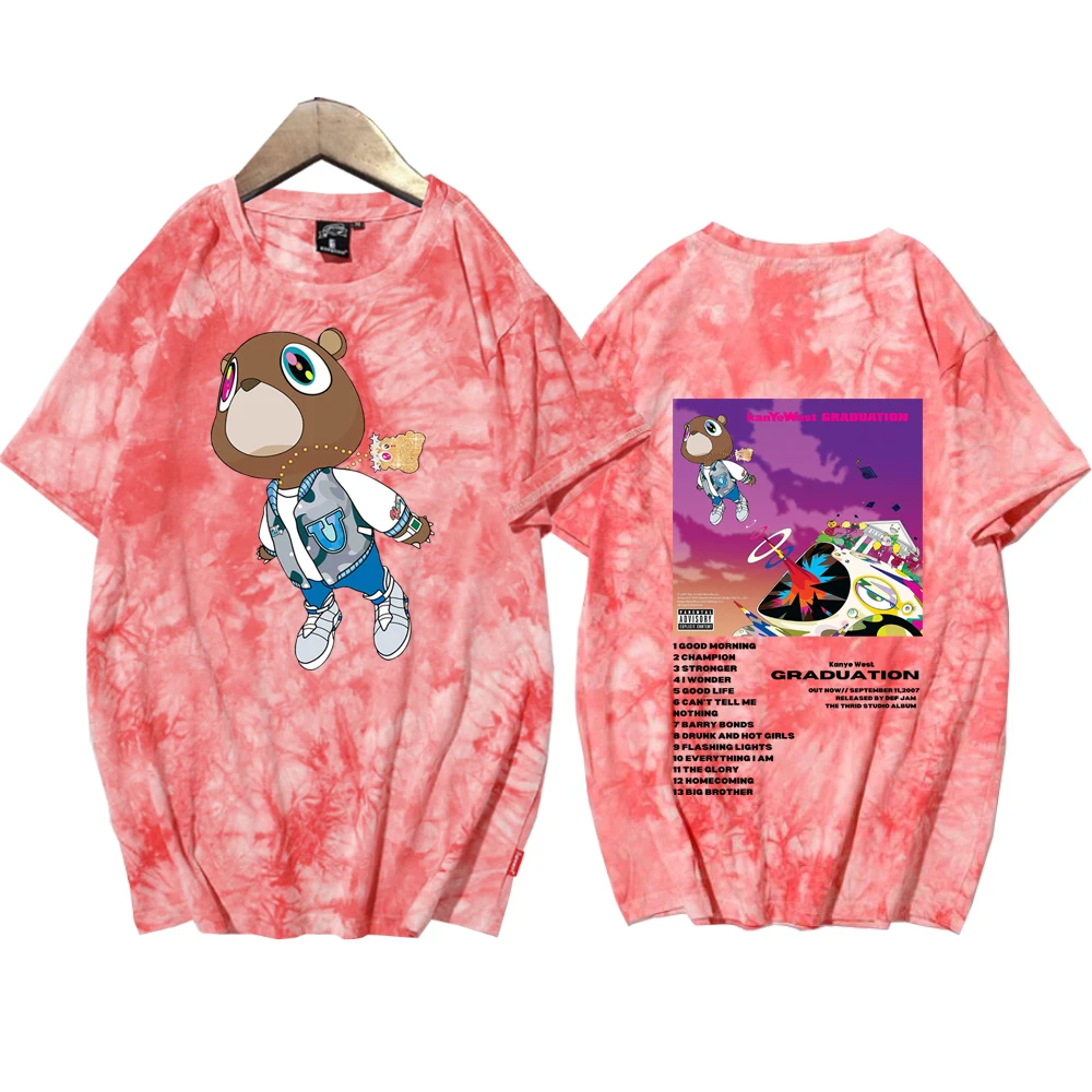 Kanye West Graduation Shirts Tie Dye Round Neck Short Sleeve Man Woman T-Shirt Fans Gift