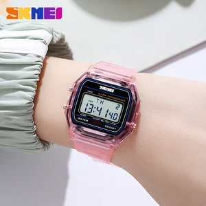 Skmei-female digital pulse shit, with TPU transparent handle, with rear light, stopwatch, women's watches for women 6 Main Sales Skmei Female - №4
