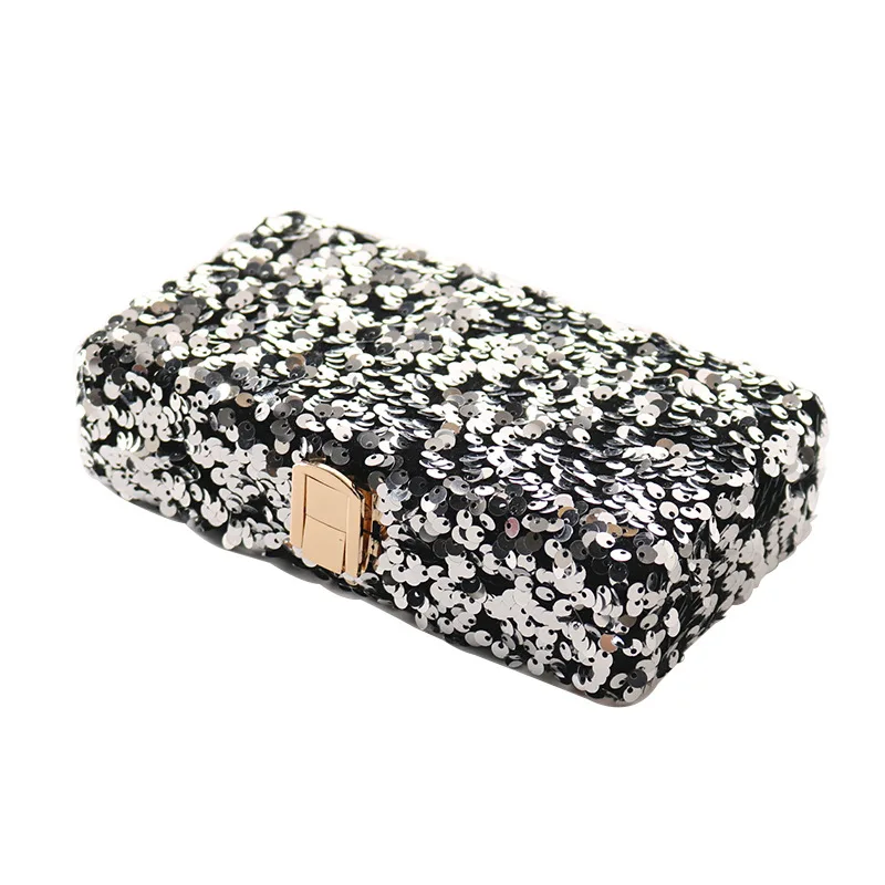 Evening Handbag Cosmetic Woman Bag Dinner Ladies Clutche Y2k Fashion Small Square Sequins Party Banquet Glitter Wedding Purses