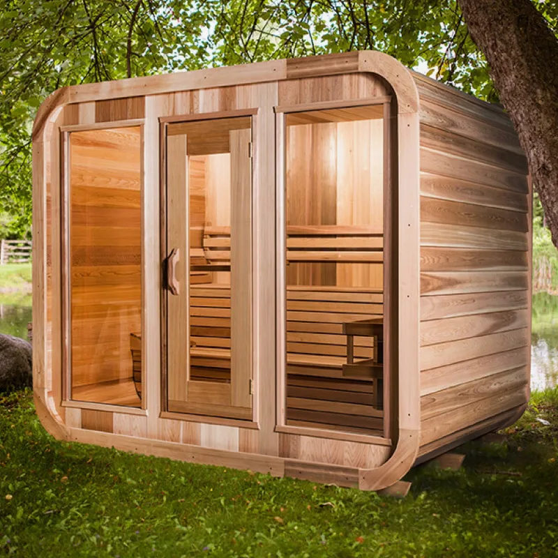 Customized High-quality Wholesale Wooden Door with Window Steam Sauna Rectangular Sauna Room for 6 People