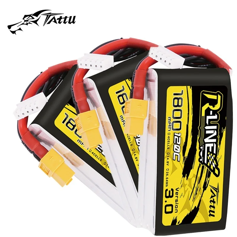 

TATTU R-LINE 3.0 1800mAh 14.8V 120C Lipo Battery With XT60 For RC Helicopter Quadcopter FPV Racing Drone Parts 14.8V Battery