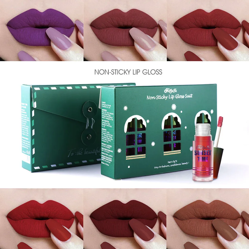 Weihnachten Limited Edition 6 Farben sexy Frauen Lippenstift wasserdicht langlebige matte Antihaft-Tasse Lip gloss Make-up Maquiagem