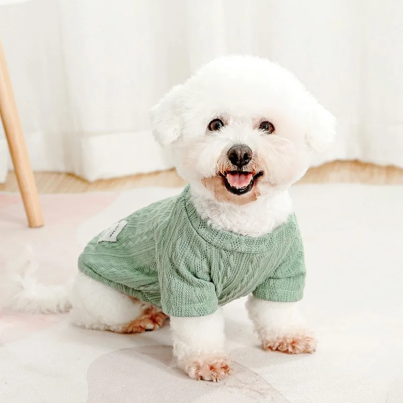 Fashion Dog Sweaters Winter Warm Dog Clothes for Small Dogs Cute Solid Puppy Pullovers Soft Pet Cat Sweaters Dachshund Costume