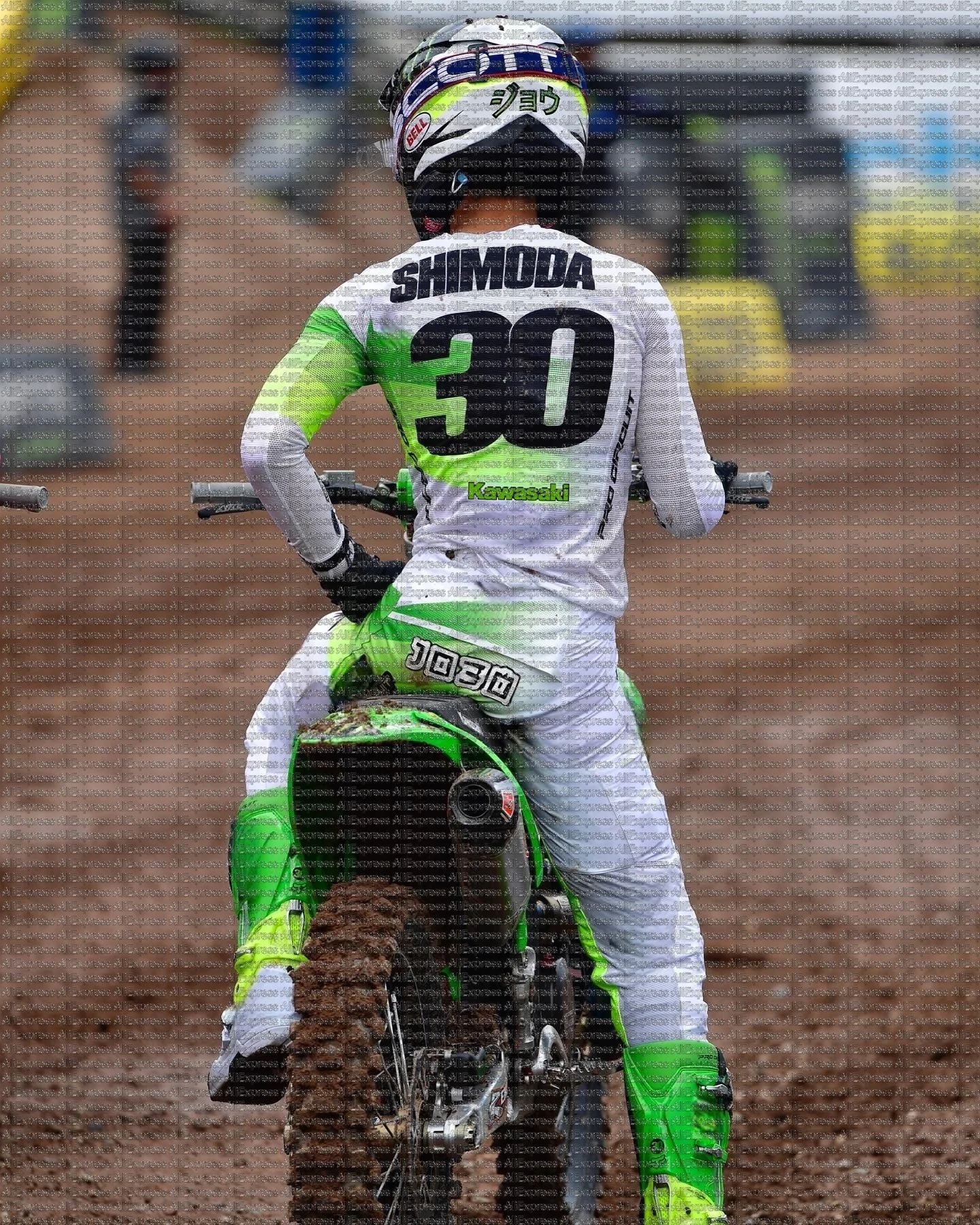 

KAWASAKI Motocross Long Sleeve Men's T-Shirt #30 SHIMODA Quick Drying Breathable Gear Off-Road Riders Mountain Bikers Jersey