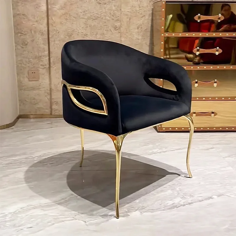 Light luxury stainless steel villa restaurant household eagle eye backrest leisure chair high-end single dressing chair