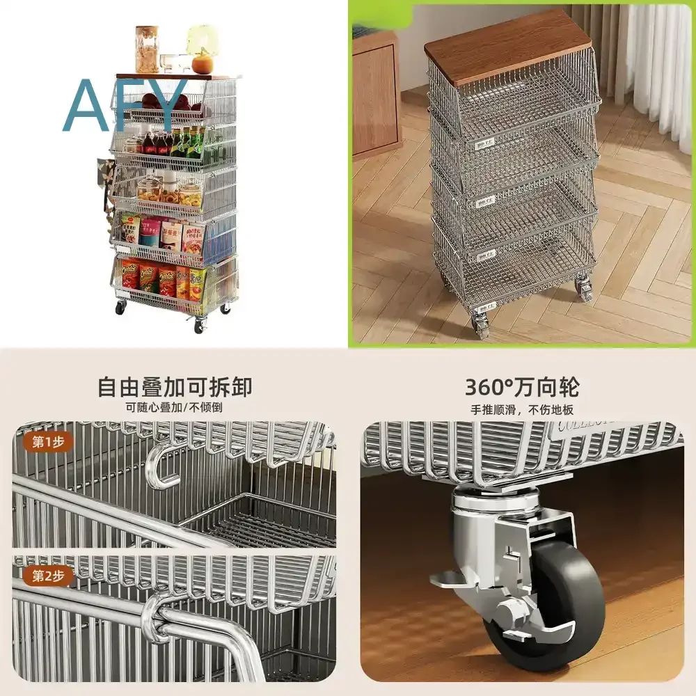 Kitchen Shelf Vegetable Basket for Household Mobile Multi-layer Snack Storage Organizer for Kitchen Pantry Food Storage Rack