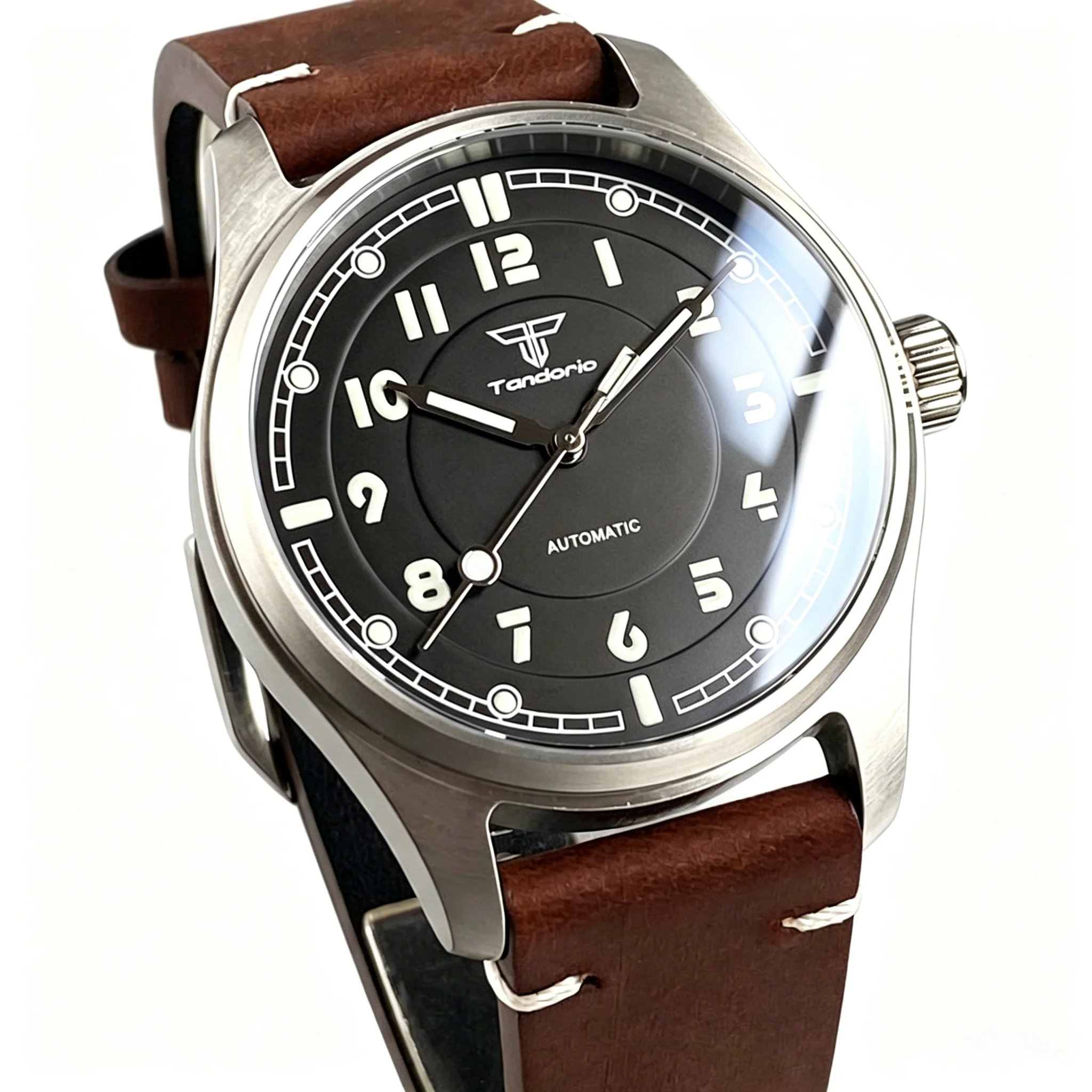 

Tandorio 39mm 20ATM Sapphire Glass Stainless Steel Vintage Pilot Style Automatic Men's Watch For Miyota 8215/Asia 2824 Luminous
