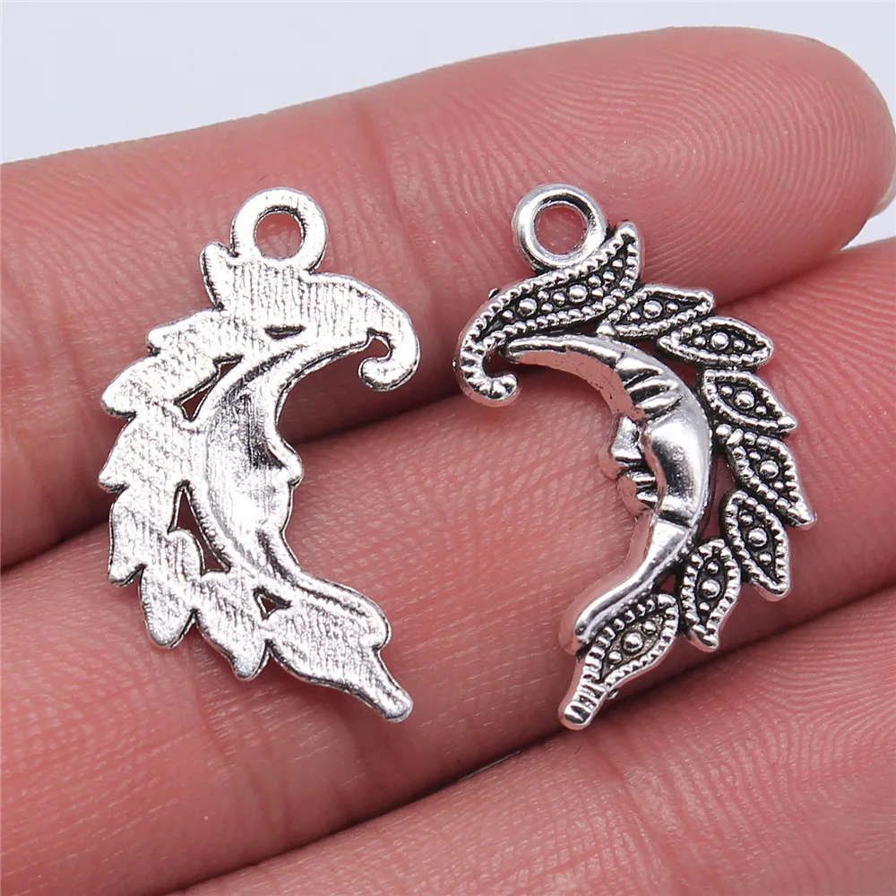 10pcs 15x27mm Crescent Moon Face Charms Pendants