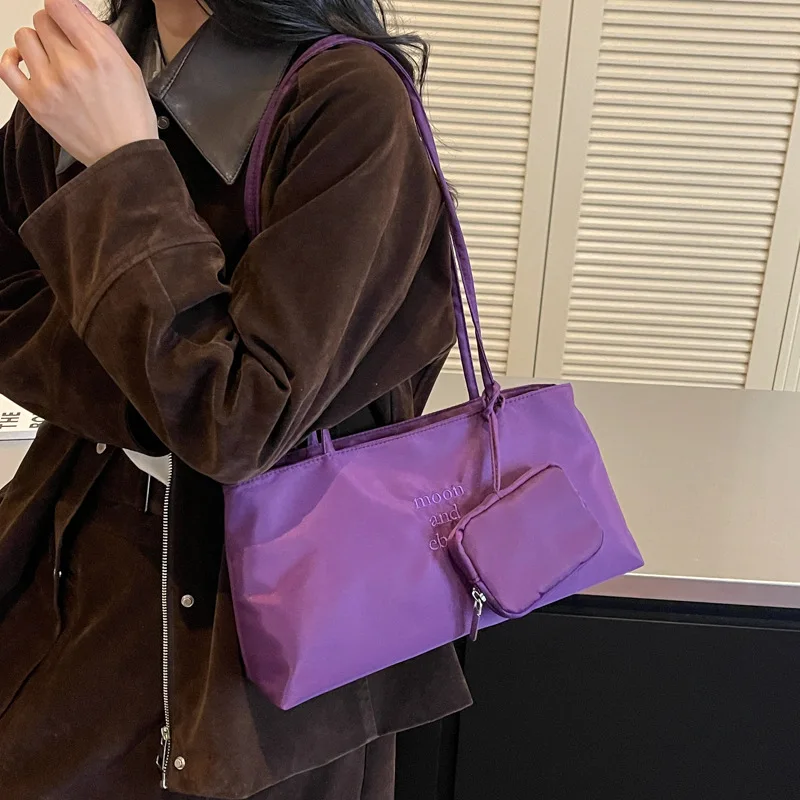 Women Nylon Tote Bag Large Capacity Shoulder Purse Letter Print Handbag Casual Hobo Crossbody Bag For Ladies Daily Shopping Work