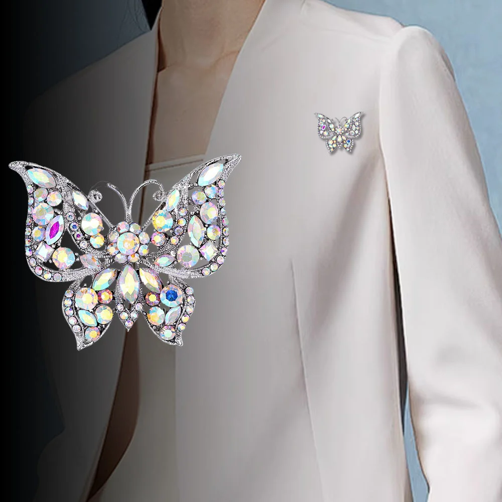 

Vintage Exquisite Rhinestone Butterfly Design Brooch, Fashionable Women's Accessory Brooch