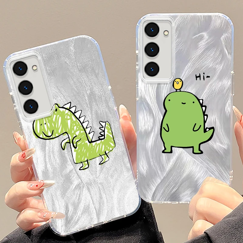 Dinosaur Roars Cute For Samsung S24 S23 S21 FE Plus Ultra A03 A25 A23 A22 A21S A15 A14 A12 5G Feather Yarn Cover Phone Case