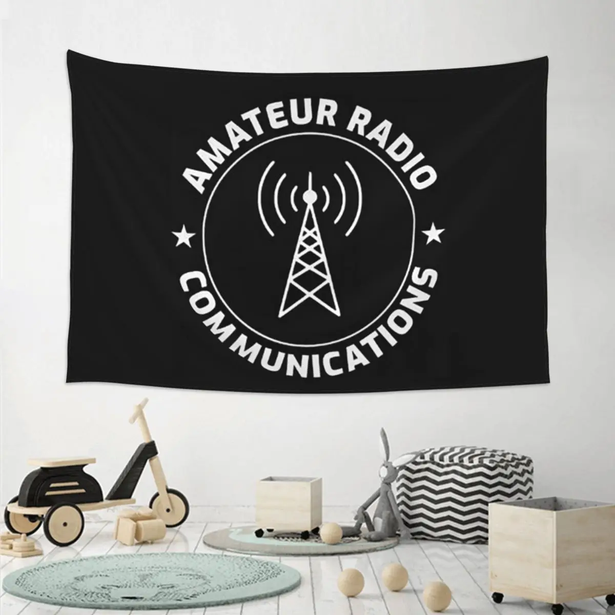 Amateur Ham Radio Operator Gift Tapestry Hippie Wall Hanging Aesthetic Home Decoration Tapestries for Living Room Bedroom Dorm