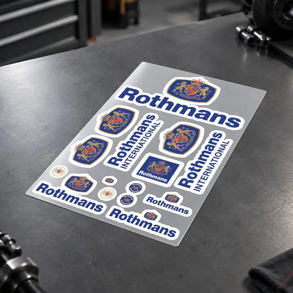 R-Rothmans Custom Motorcycle Sticker Kit Reflective Decal Set For Helmet Tank Fairing Body Graphics