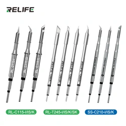 RELIFE-puntas de soldador C210 T245 C115, núcleo de calefacción sin plomo, Compatible con JBC Sugon Aifen Aixun GVM, mango de estación de soldadura