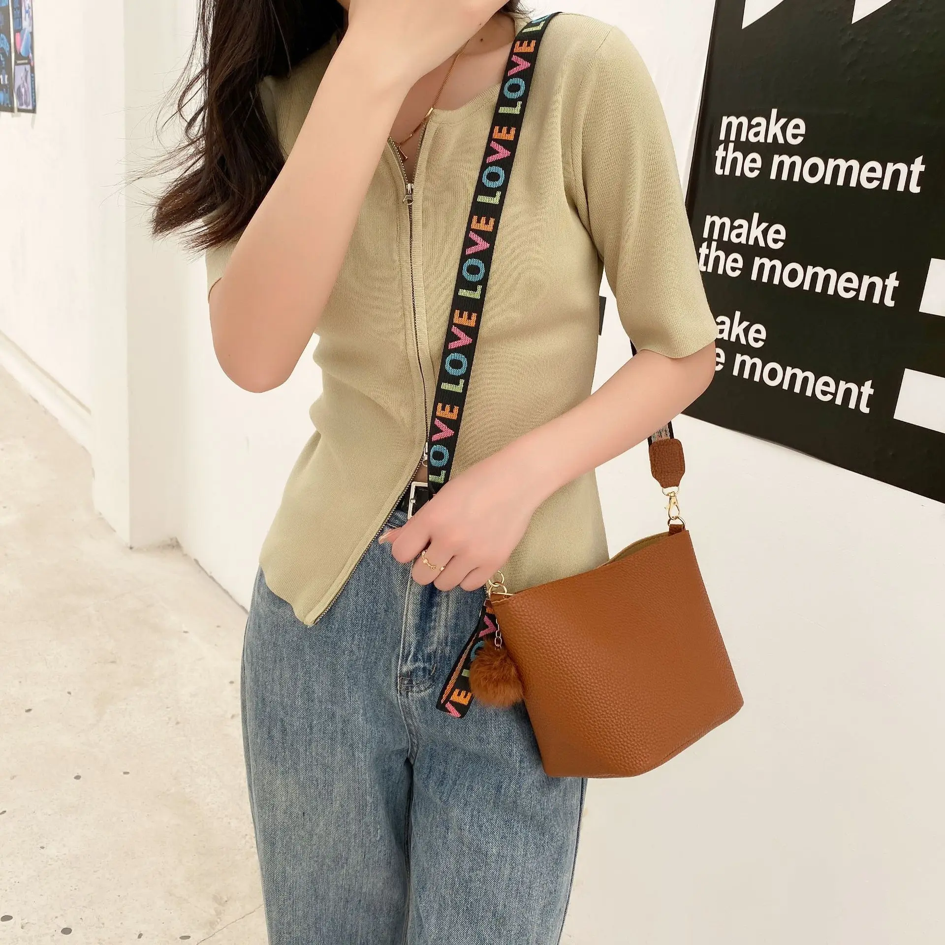 Fashion Simple Shoulder Bag Casual Lychee Pattern Crossbody Bags for Women Handbags Color Shoulder Strap Designer Messenger Bags