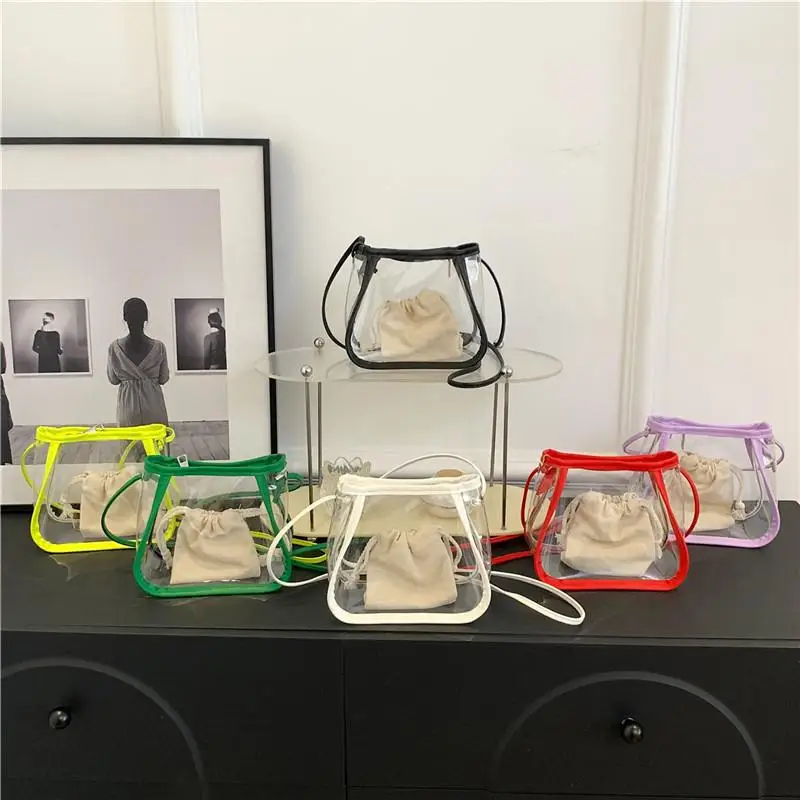 

Hot！Clear Crossbody Bag for Stadium Concert Transparent Waterproof PVC Shoulder Bag with Adjustable Strap for Sports Events