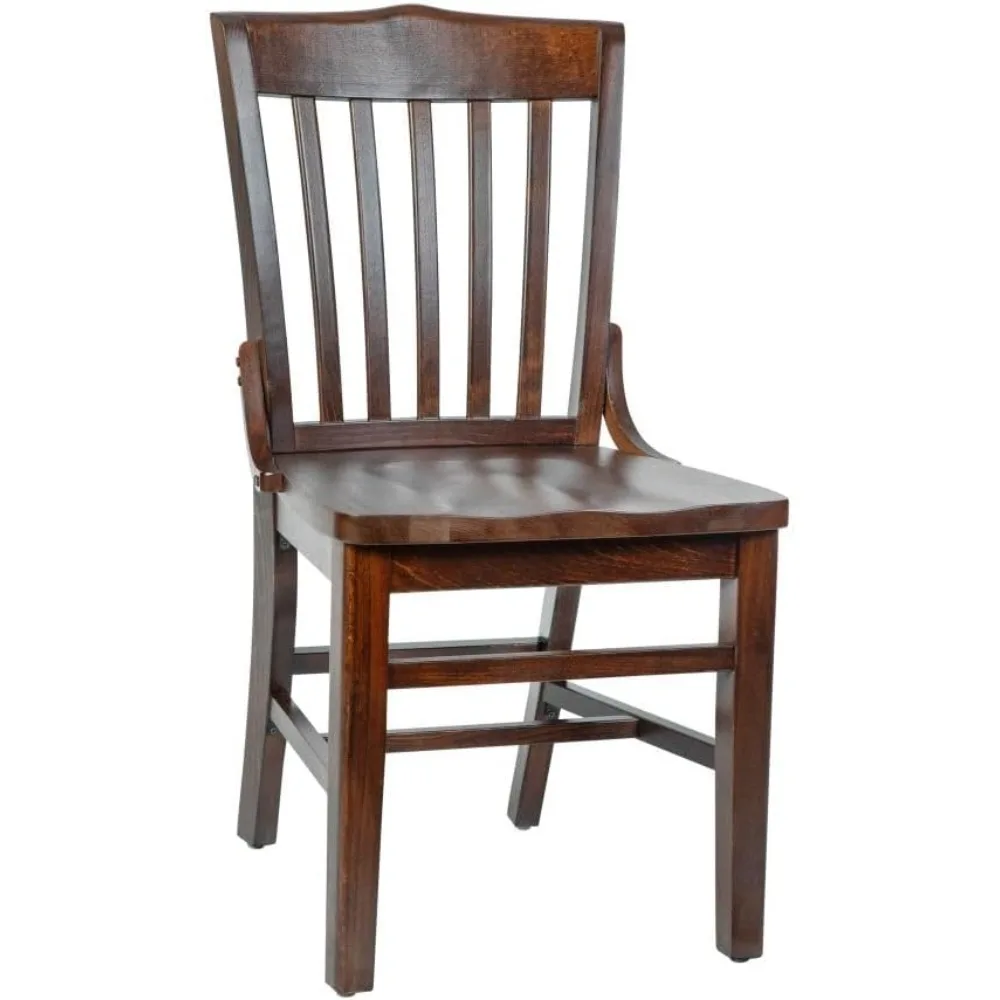 Hercules Series School House Back Mahogany Wood Dining Chair, Traditional Elegant Wood Restaurant Chair