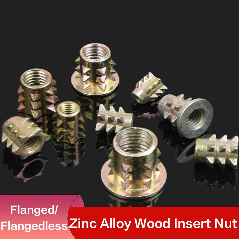 Zinc Alloy Spiked Nuts for Pre-Embedded Wooden Boards, Spike Nuts for Furniture Connection, M4 M5 M6 M8